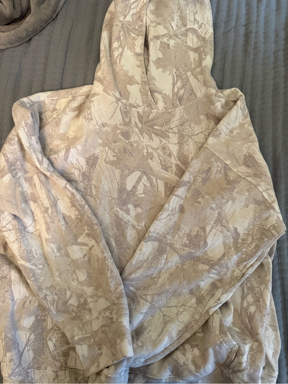 Hollister Beige & Cream Printed Hooded Sweatshirt